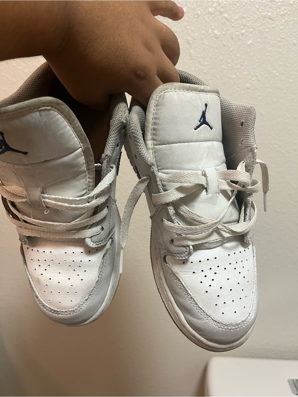 Jordan Kids White Sneakers with Navy Jumpman meet up only cash only
